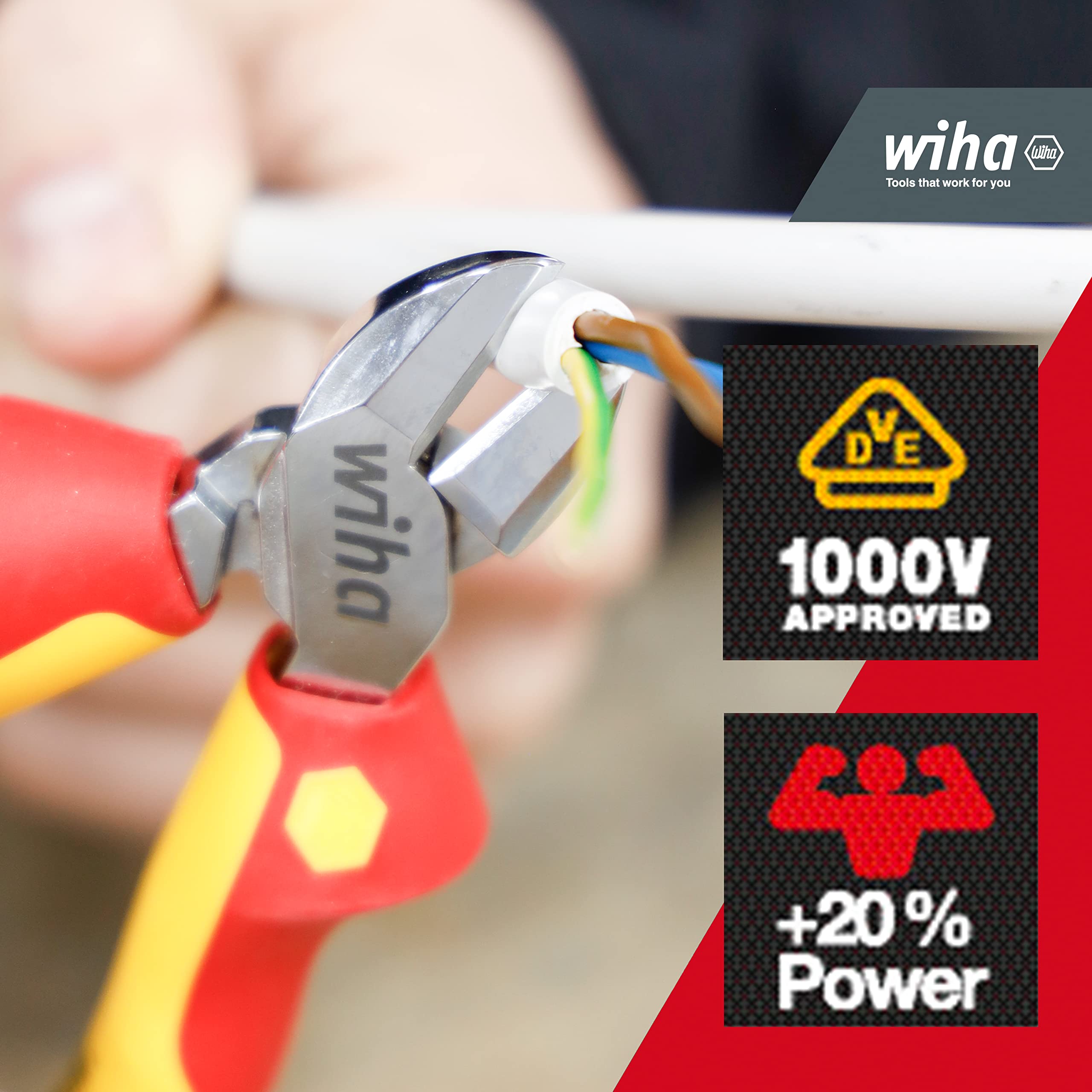 Wiha Alicates de corte diagonal Professional electric con DynamicJoint® 180 mm, 7" (43463)