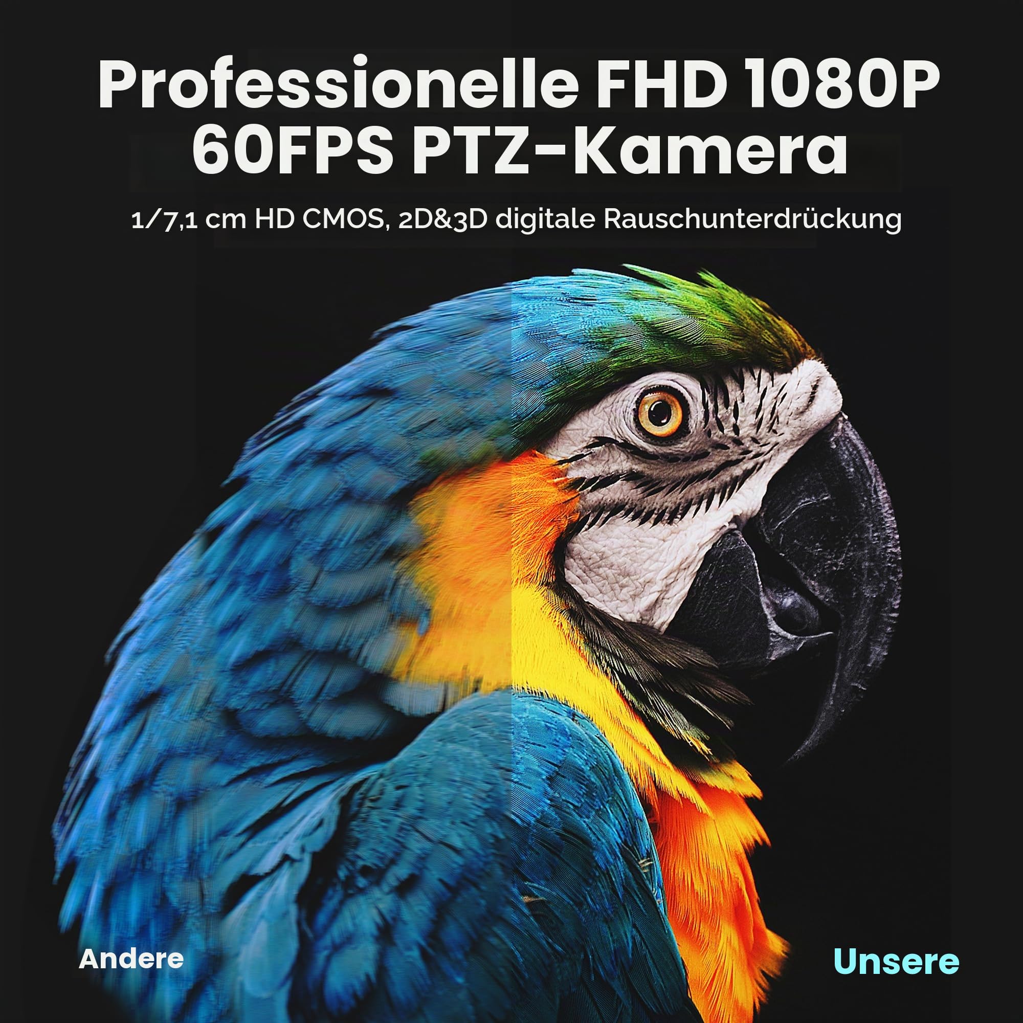 NDI AI PTZ Kamera 30X Optischer Zoom mit USB/HDMI/3G-SDI/RJ45 IP Live-Streaming Kamera KI-Auto-Tracking Camera PoE 1080P 60FPS für Kirche Gottesdienst Bildung Sport Events vMix OBS YouTube
