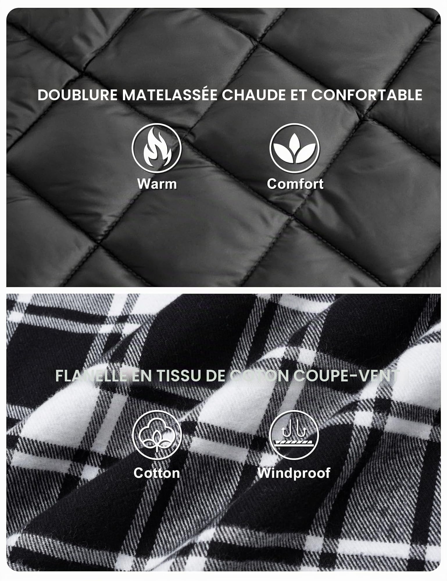TACVASEN Veste de Bûcheron Matelassée pour Homme Chemise de Travail Décontractée en Flanelle a Carreaux Manches Longues