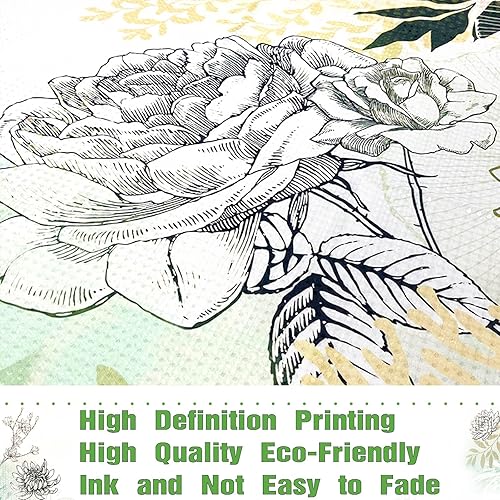 Miniatura 4 de Juego de cortina de ducha de tela verde y amarillo con 12 anillos de metal, planta floral de verano y coral ombré, cortina de ducha impermeable para