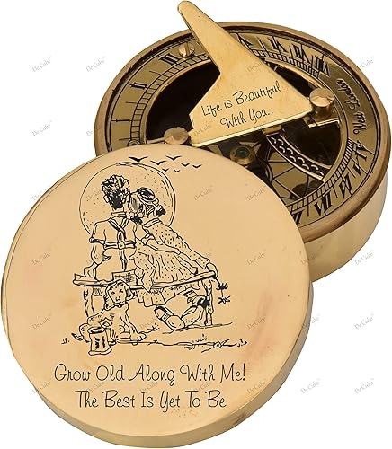 De Cube Brújula de latón con foto grabada Reloj de sol de lujo con imagen personalizada Hermoso diseño con funda de cuero incluida Perfecto para