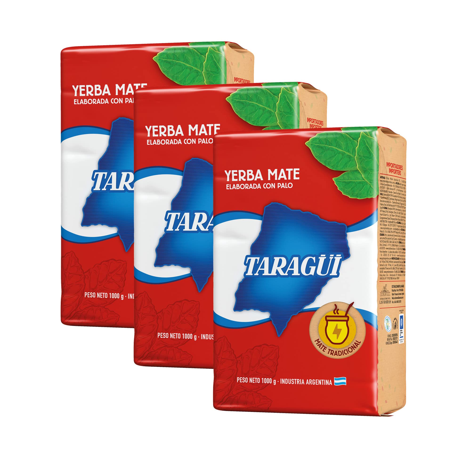 Yerba Mate Herbata Taragui Con Palo 3 kg + Próbka (40g): Bogaty w antyoksydanty i witaminy, przyspiesza przemianę materii, bez cukru | Argentyna
