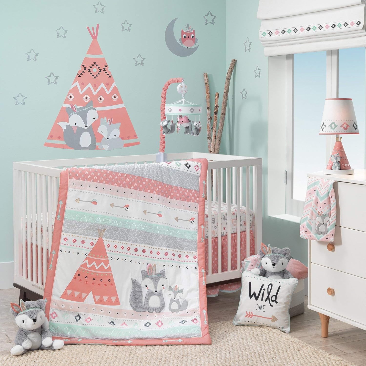 coral crib set