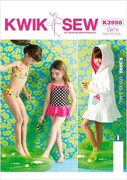 KWIK-SEW PATTERNS K3998OSZ Girls Cover-Up and Swimsuits Sewing Template