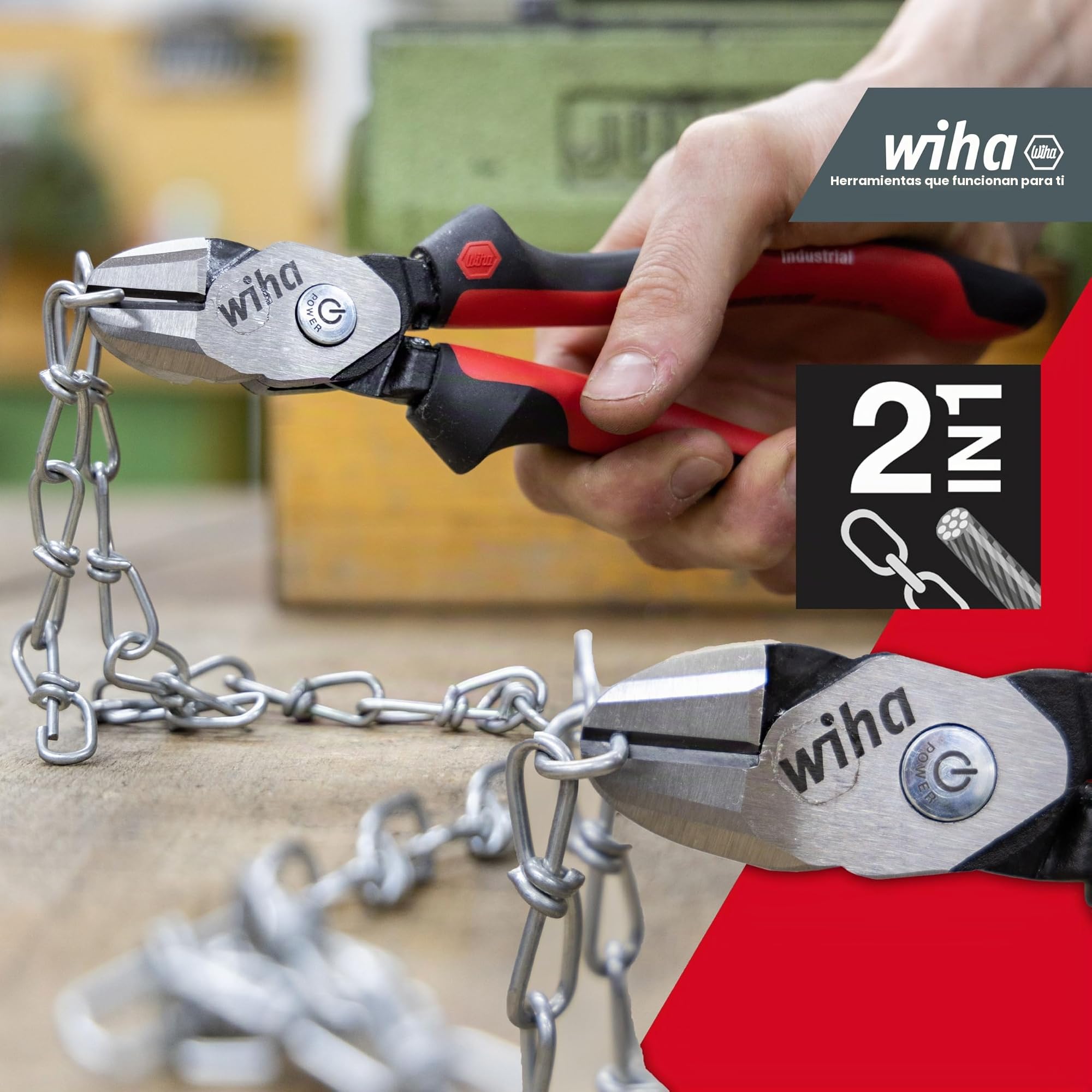 Wiha Alicates de corte diagonal de alto rendimiento BiCut® Industrial con DynamicJoint® conmutables 200 mm, 8" (38982)