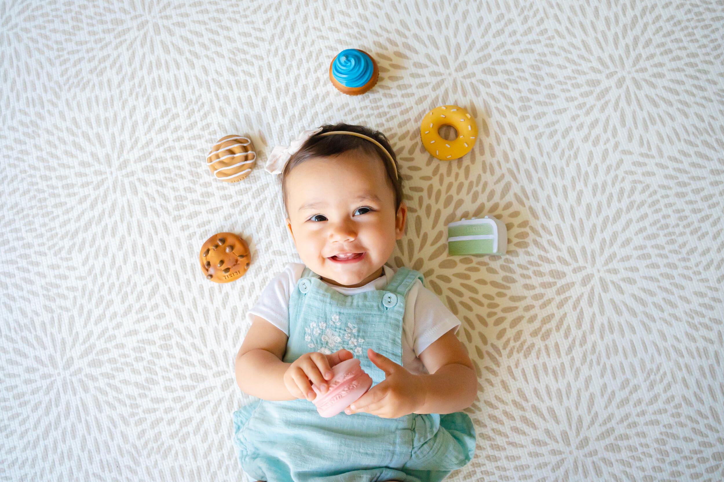 Donut Natural Rubber Teether, Rattle & Pretend Play