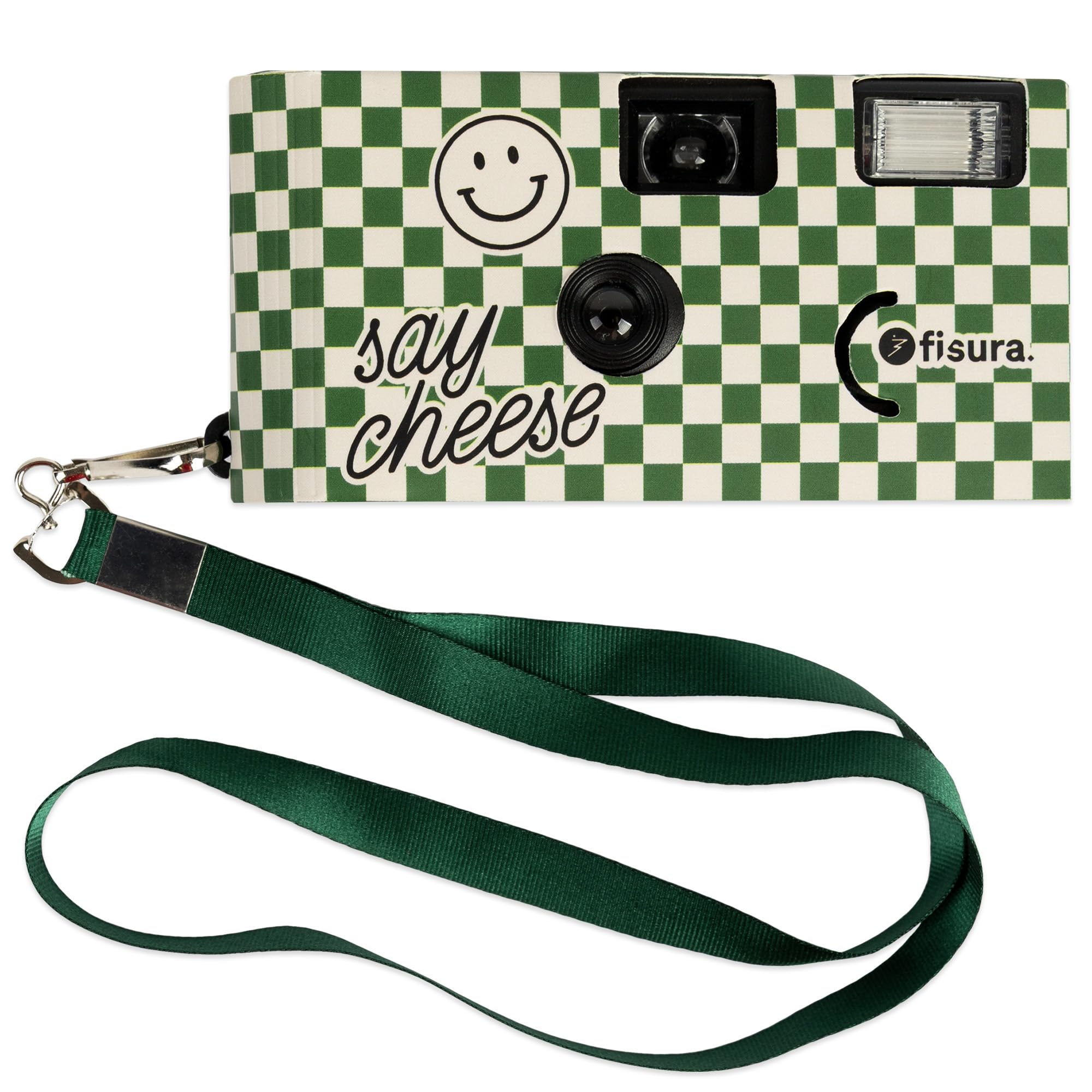 Fisura – Original disposable camera “say cheese”. Disposable camera with flash. 17 exposures in black and white. Includes a hanger. Ideal for weddings, parties, or special events.