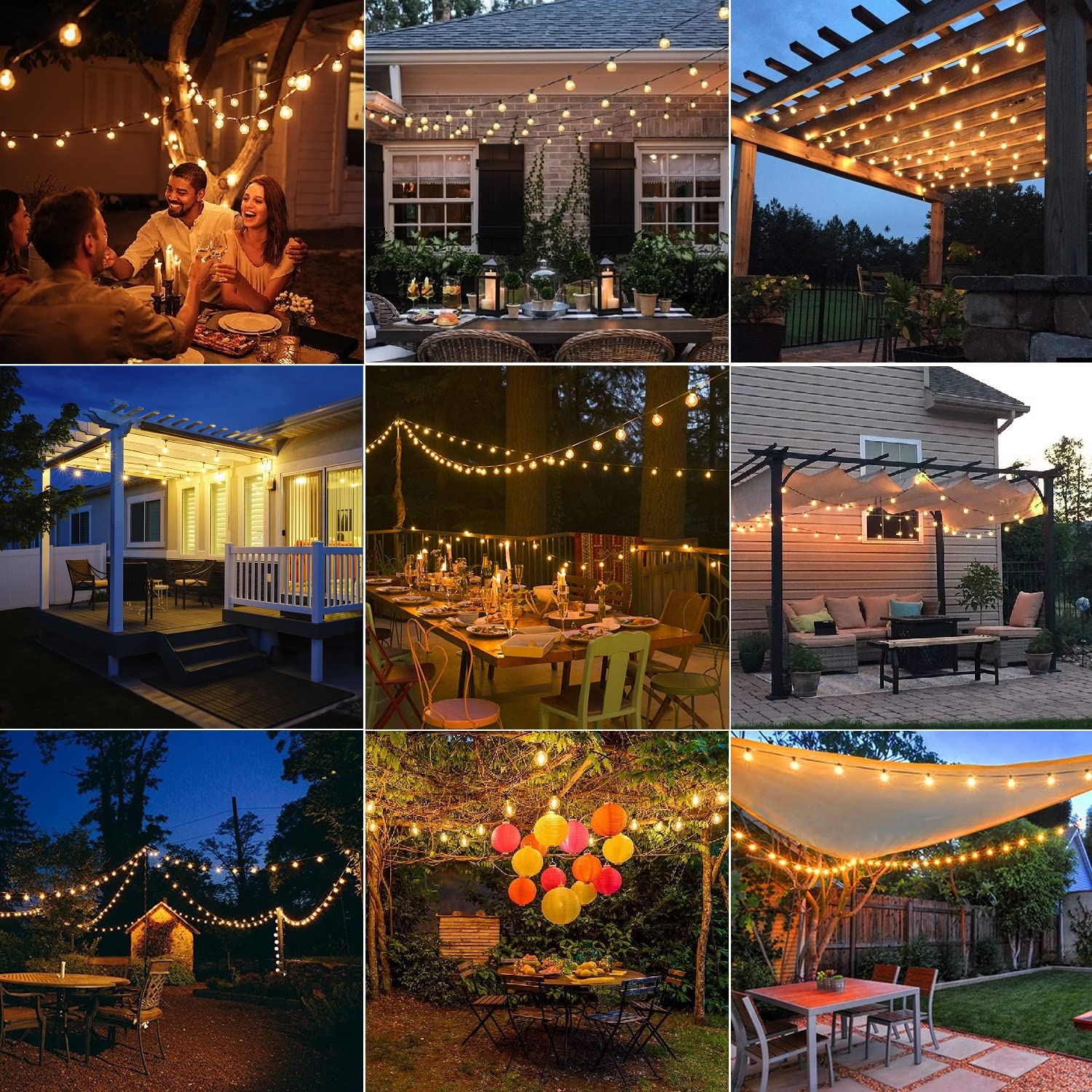 Guirnaldas Luces Exterior con Control Remoto - 30m G40 40+2 LED Bombillas, 4 Modos Cadena de Luz regulables, IP44 Impermeable Luces Decoración para Fiesta Jardín Terraza Patio