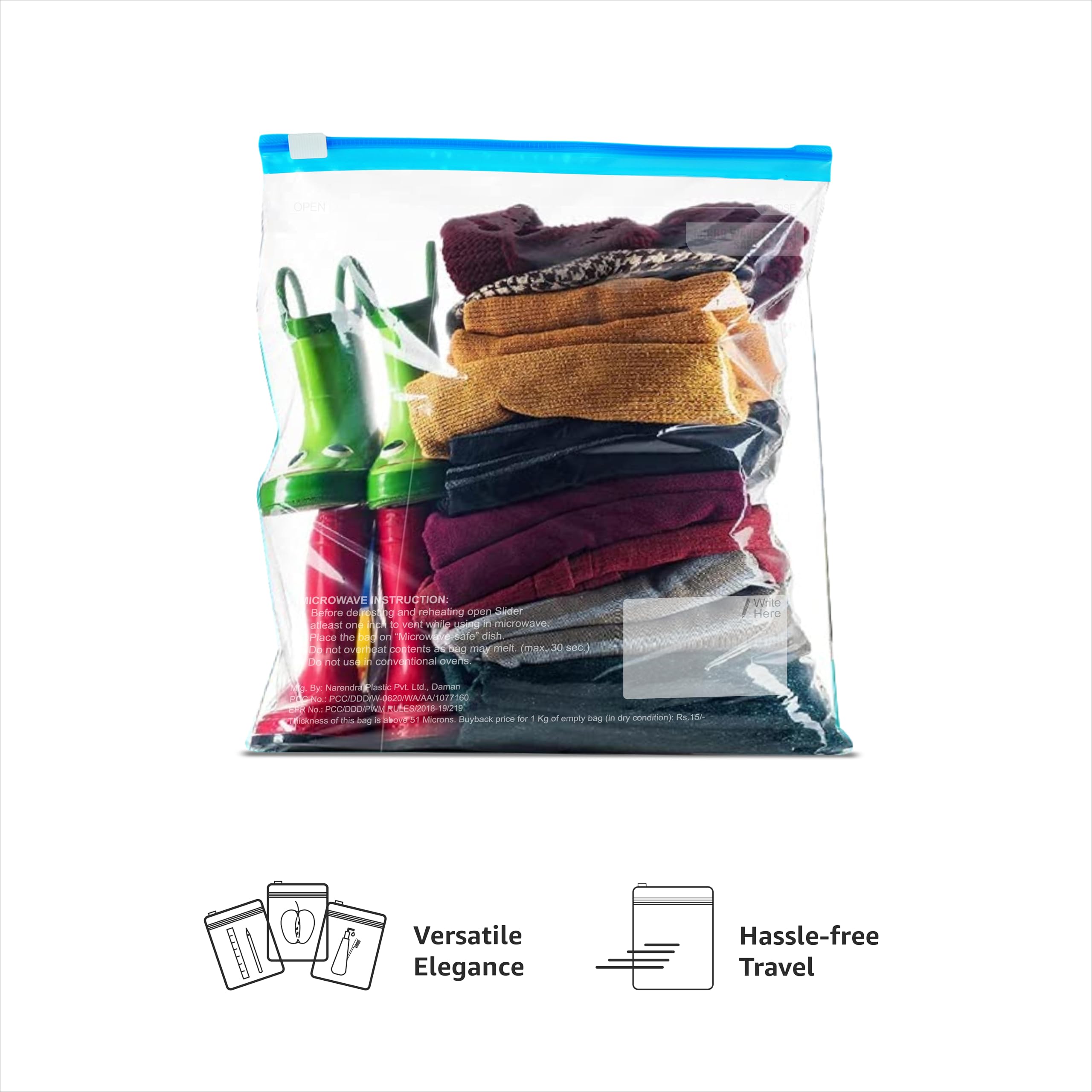 Amazon Basics - Multipurpose Slider Storage Bags | 45 Bags | Medium | 26 x 28 cm | Reusable and Reclosable | Material Plastic | Leak- Proof | Food Grade | Microwave Safe 1