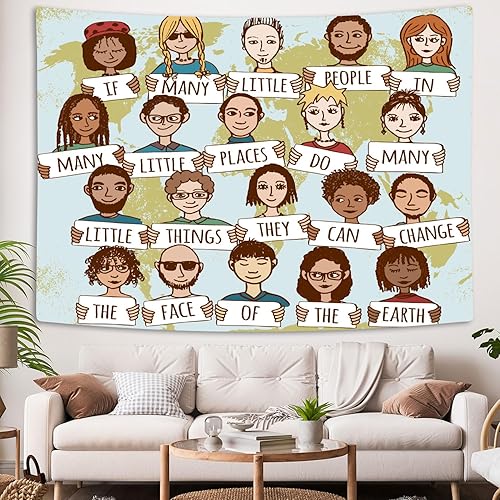 Voshin Tapiz educativo para colgar en la pared, diseño de diversidad, cultura, motivacional, para colgar en la pared, para estudiantes, profesores,