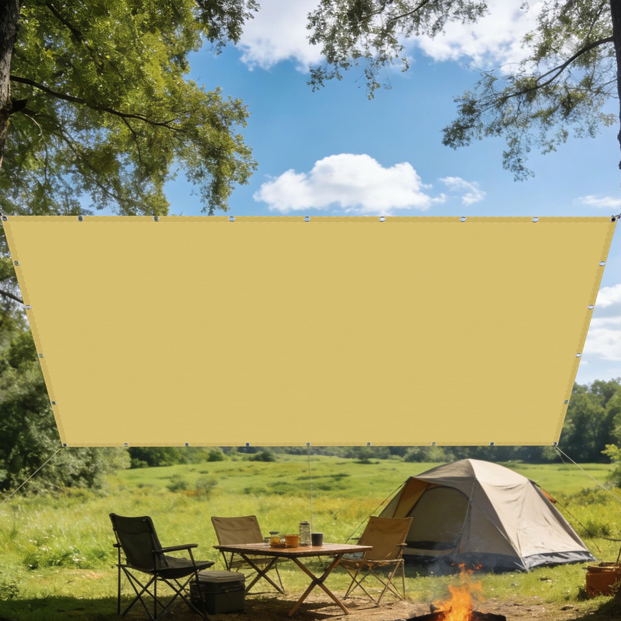 Toile ombrage imperméable rectangulaire 260x380 polyester auvent extérieur pour jardin