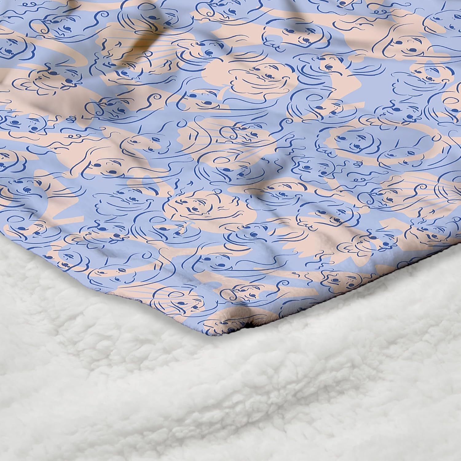 NORTHWEST Disney Princess Silk Touch Sherpa Throw Blanket, 50" x 60", Royal Bliss