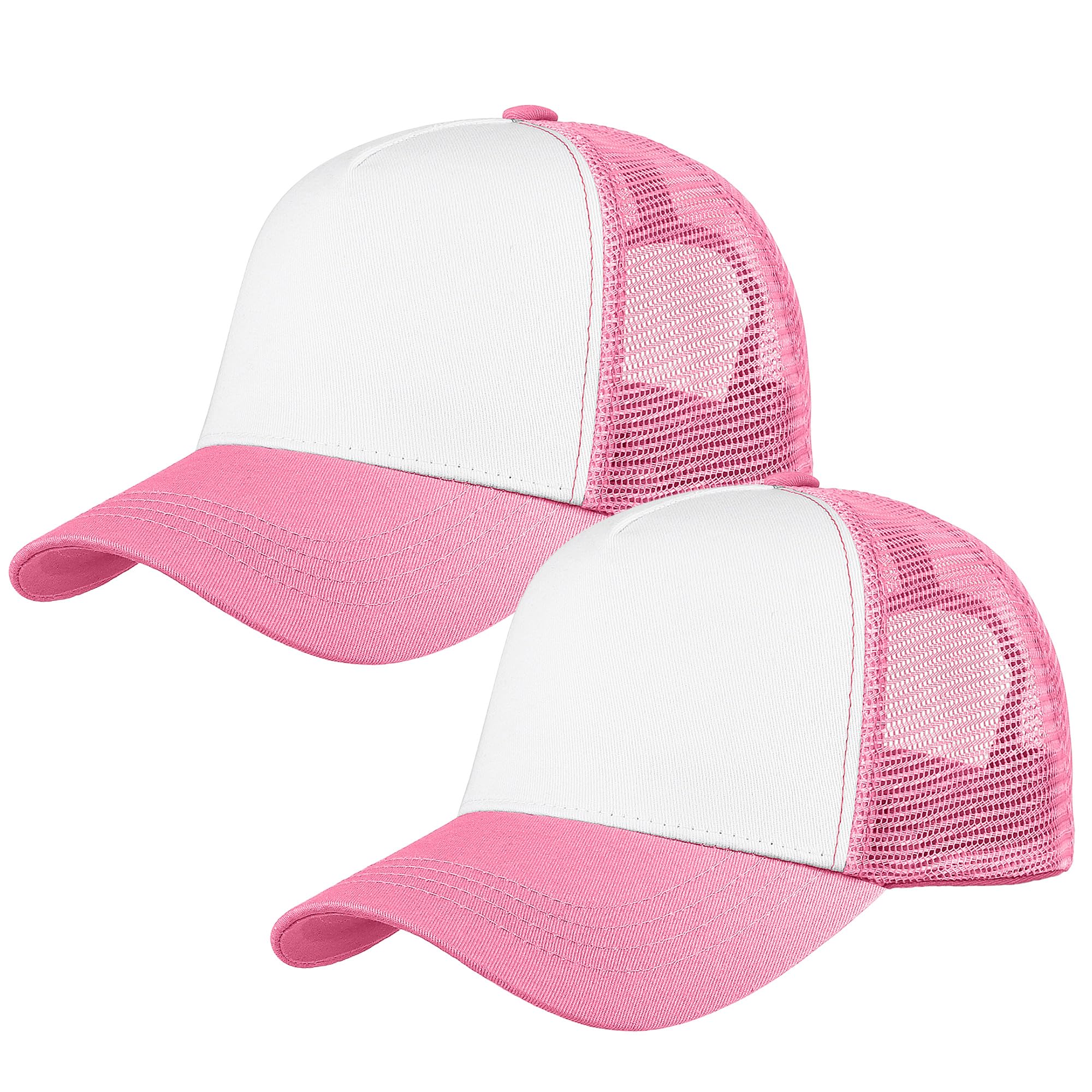 Falari 5-Panel Mesh Baseball Cap, Trucker Hat, Structured Plain Design, Cotton, Adjustable Size