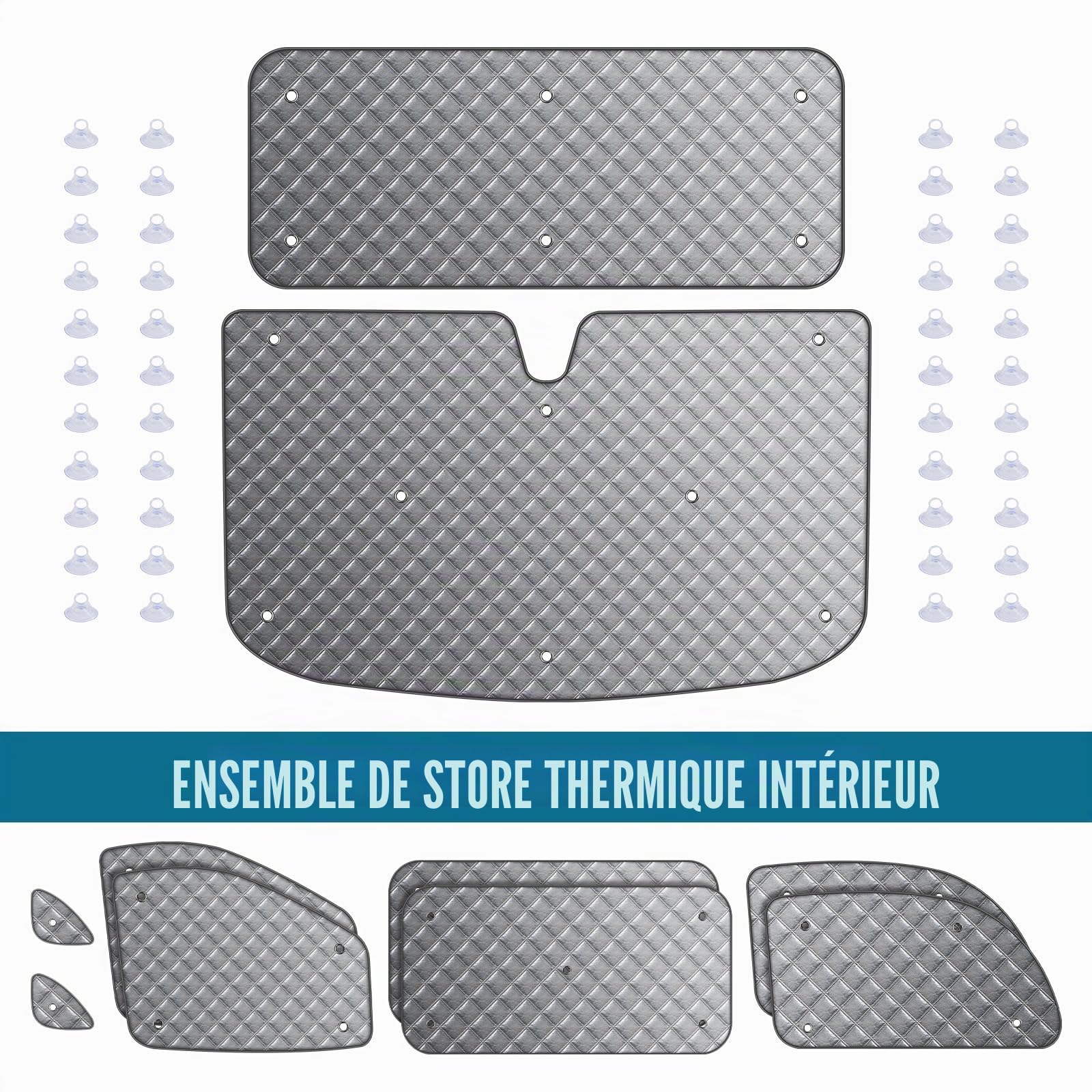 MaxAwe Ensemble de 10 rouleaux thermiques intérieurs pour VITO II W639/Viano SWB L2 2003-2014, kit de protection solaire, pare-soleil pour pare-brise, protection UV estivale et couverture isolante