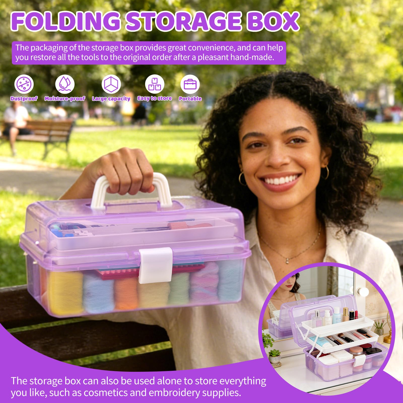 LOKUNN Kit completo de fieltro de agujas de 339 piezas, herramientas de inicio de fieltro con caja de almacenamiento, kits de fieltro para principiantes, kit de agujas de fieltro, kit de fieltro de
