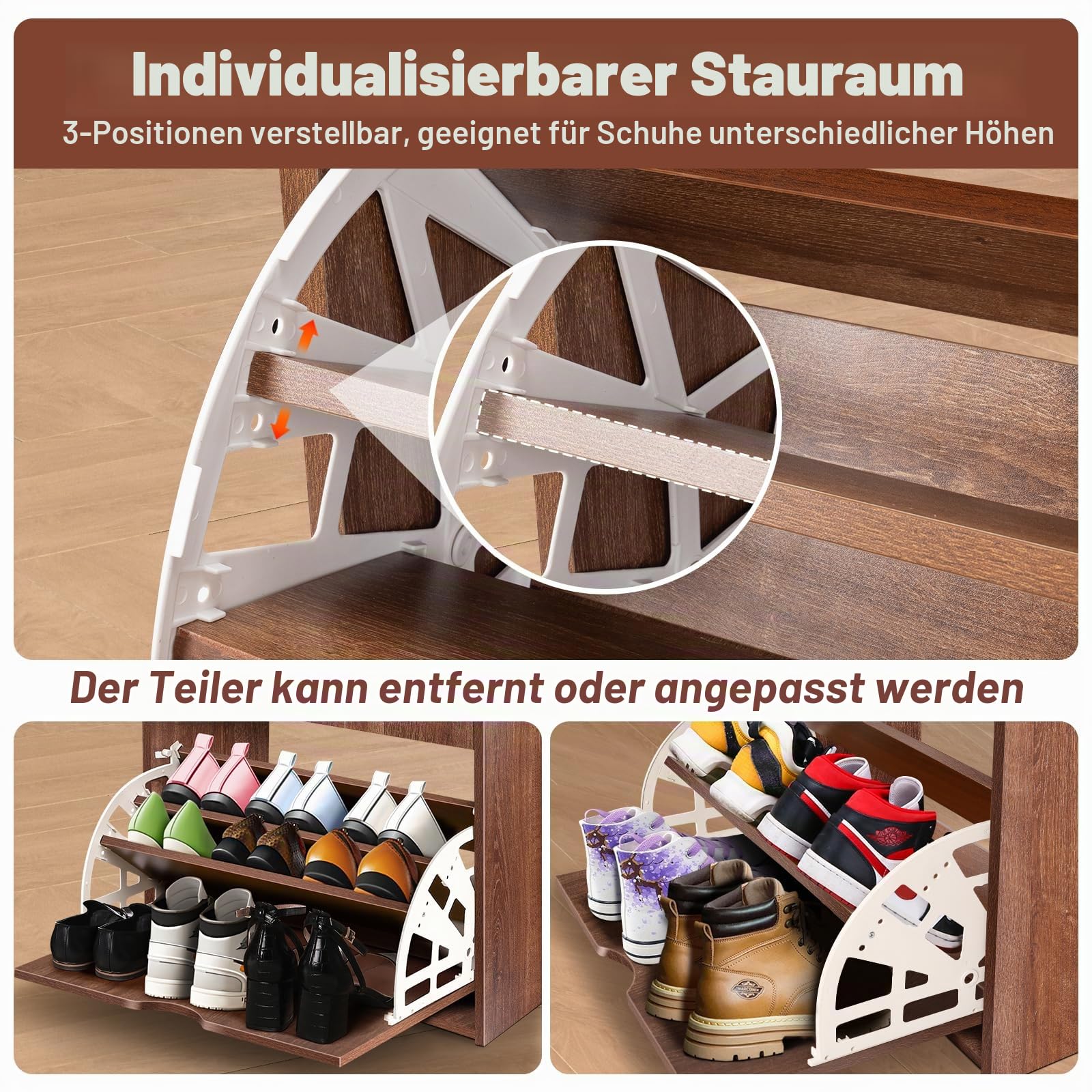 YGYQZ Schuhaufbewahrungsbank mit Klappschublade, Holz-Eingang, Schuh-Organizer, Bank für Eingangsbereich, 1 Schublade, Schuhschrank, Braun