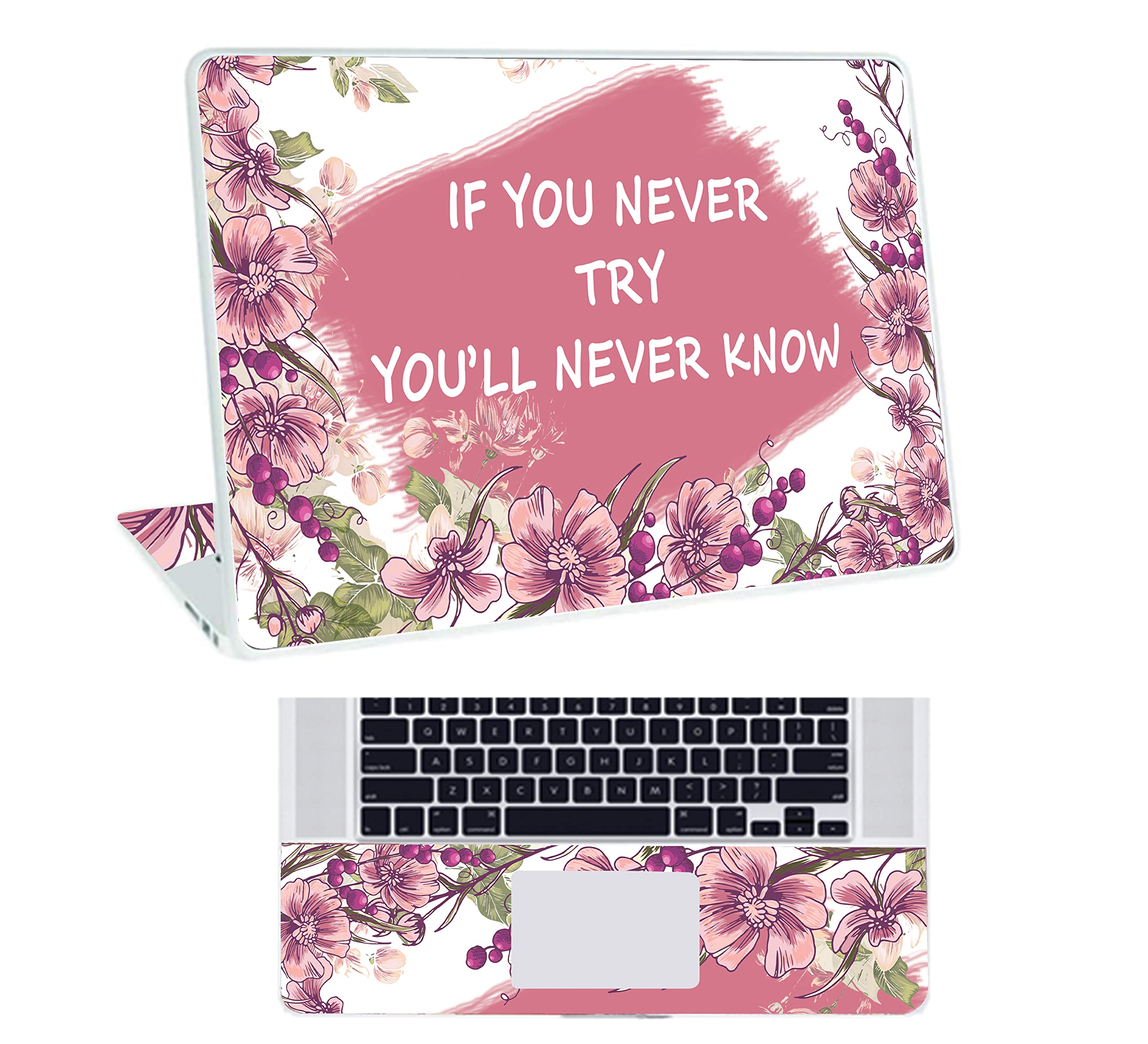 Inkykart Floral D23 Top+Wrist Pad Vinyl Laptop Skin/Sticker/Cover for 13 to 13.3 Inches Laptops Laminated-Removable-HD Quality Compatible for Hp-Dell-Sony-Lenovo-Asus etc.(13x9.2 Inches)