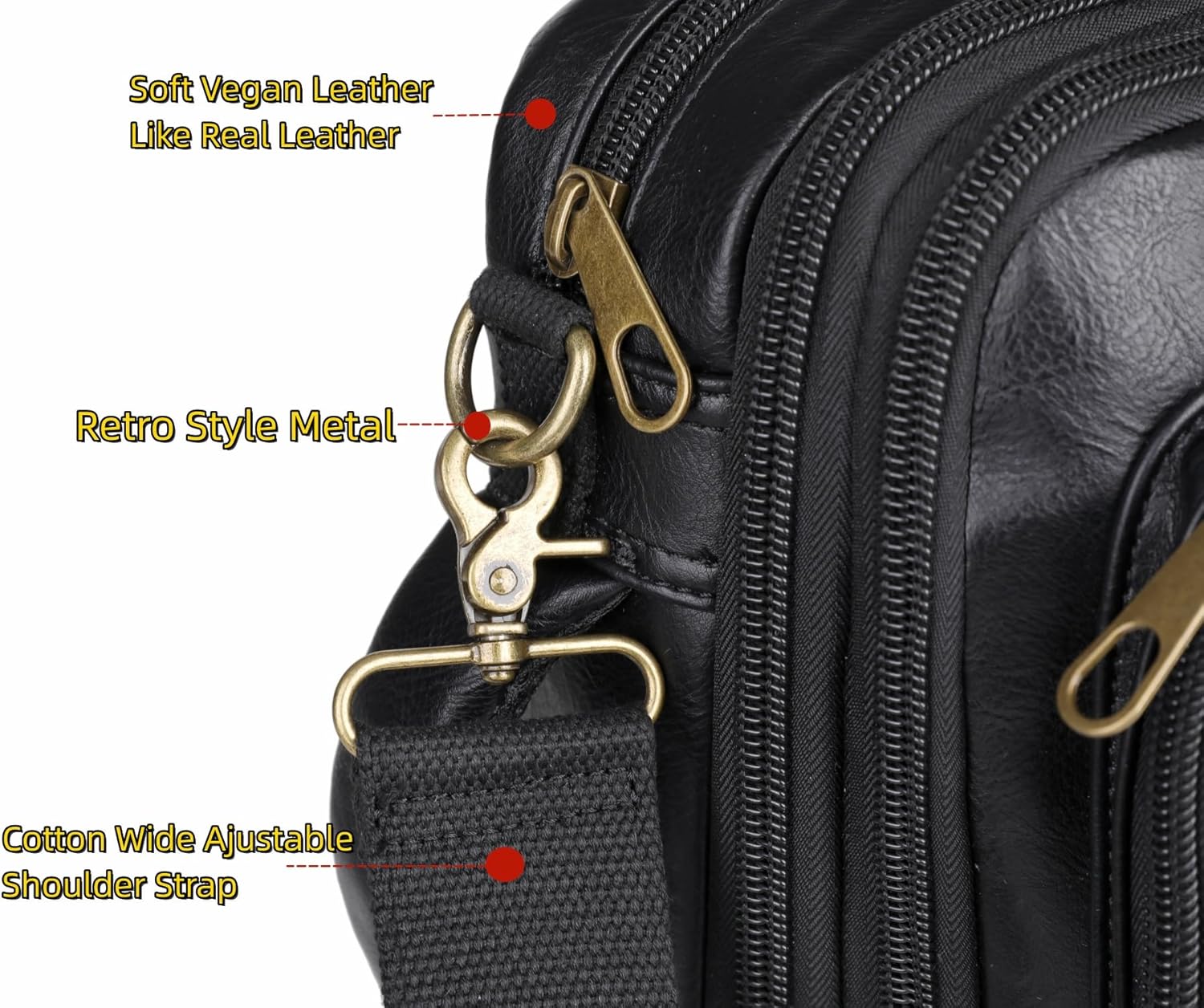 Baosha Vegan Leather Laptop Backpack Briefcase Hybrid 15.6 Inch Laptop Travel Backpack Hiking College Backpack for Men BC-04 (Black)