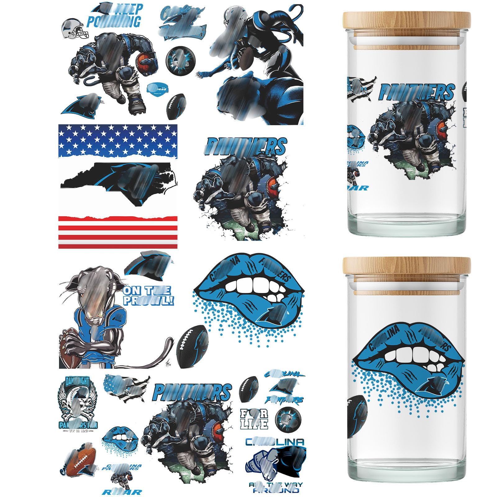 4 Sheet UV DTF Cup Wraps for 16 Oz Tumblers American Football Decals (06)