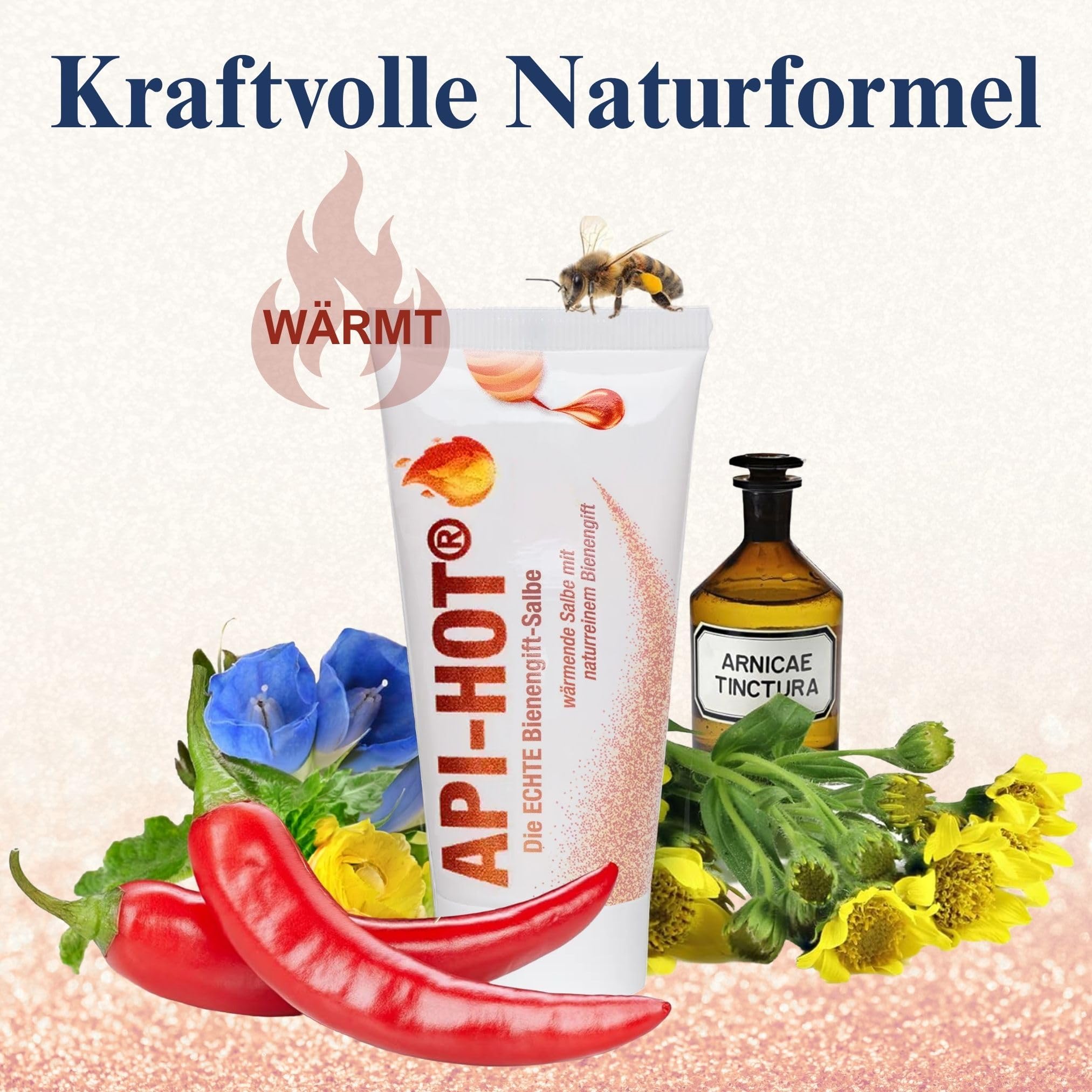 API-HOT – Die ECHTE Bienengiftsalbe – Wärmecreme mit naturreinem Bienengift, Capsaicin & Allantoin – Muskel- & Gelenkpflege – Spezialpflege – Seit 1844 – das Original aus Deutschland – 50 ml