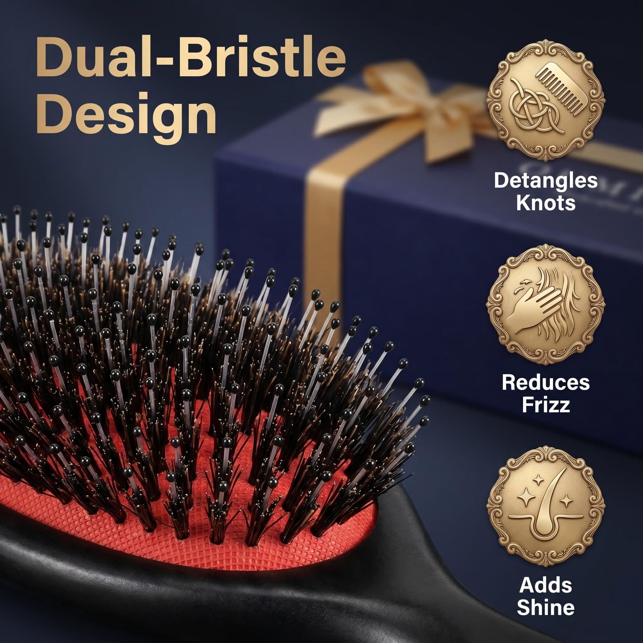 Spazzola per capelli con setole di cinghiale dal 1965, artigianato britannico, spazzola per capelli fatta a mano in legno naturale, setole morbide, districante delicato, per donne, uomini
