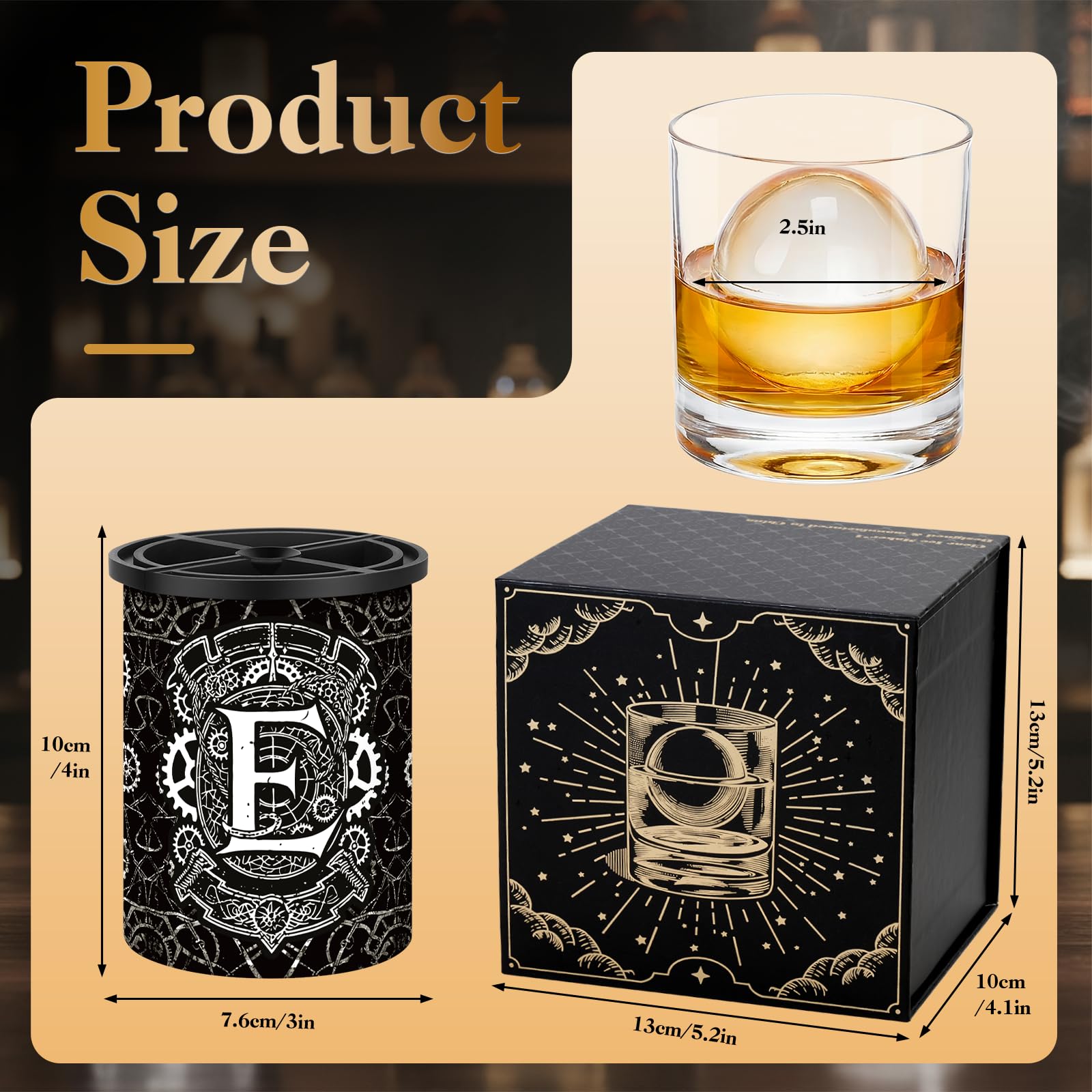 Clear Ice Cube Maker - 6.3 cm Ball - Stainless Steel Clear Ice Maker - Compact Design - for Old Fashioned Whiskey Gifts, Cocktail, Bourbon, E