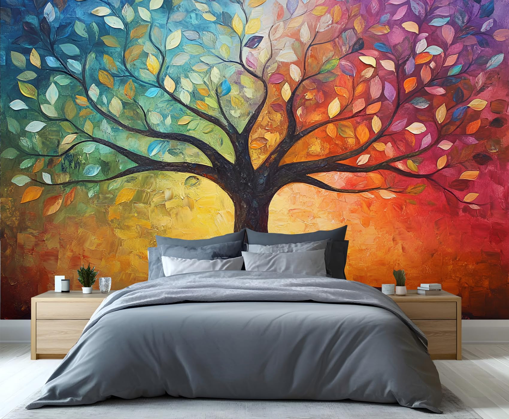 YXQAIED Tree of Life Wallpaper, Abstract Tree Bedroom Wallpaper, Colorful Dead Branches Wallpapers for Living Room, Not Self Adhesive Music Headphones Photo 3D Wall Murals & Room Decor, 390x260cm — image 1