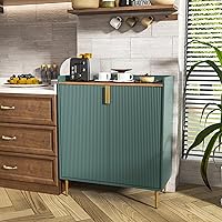 Vista 4 de ARTPOWER Coffee Bar Cabinet with Wine Racks, Green Liquor Cabinet with Fluted Texture, Modern Sideboard Buffet Cabinet for Kitchen Dining Room
