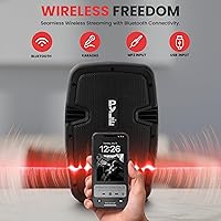 Vista 4 de Pyle - bocinas para el hogar, para exteriores sonido envolvente PA activo con soporte de piso, juego de 1, (PPHP149KT) 2 Altavoz 8" Negro