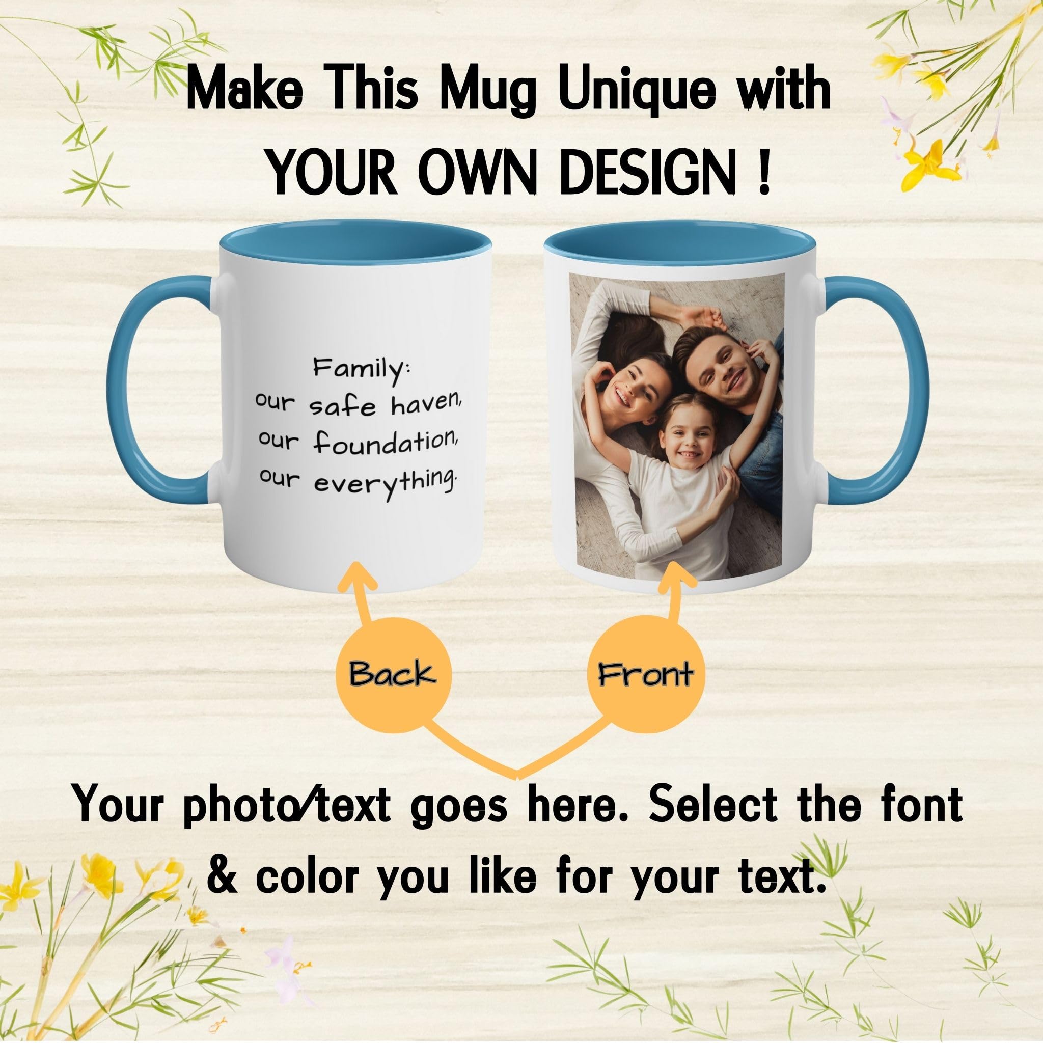 Custom Personalized Mug with Picture or Text of Your Uploads, Microwave & Dishwasher Safe Ceramic Mug, 325ml - Image 4
