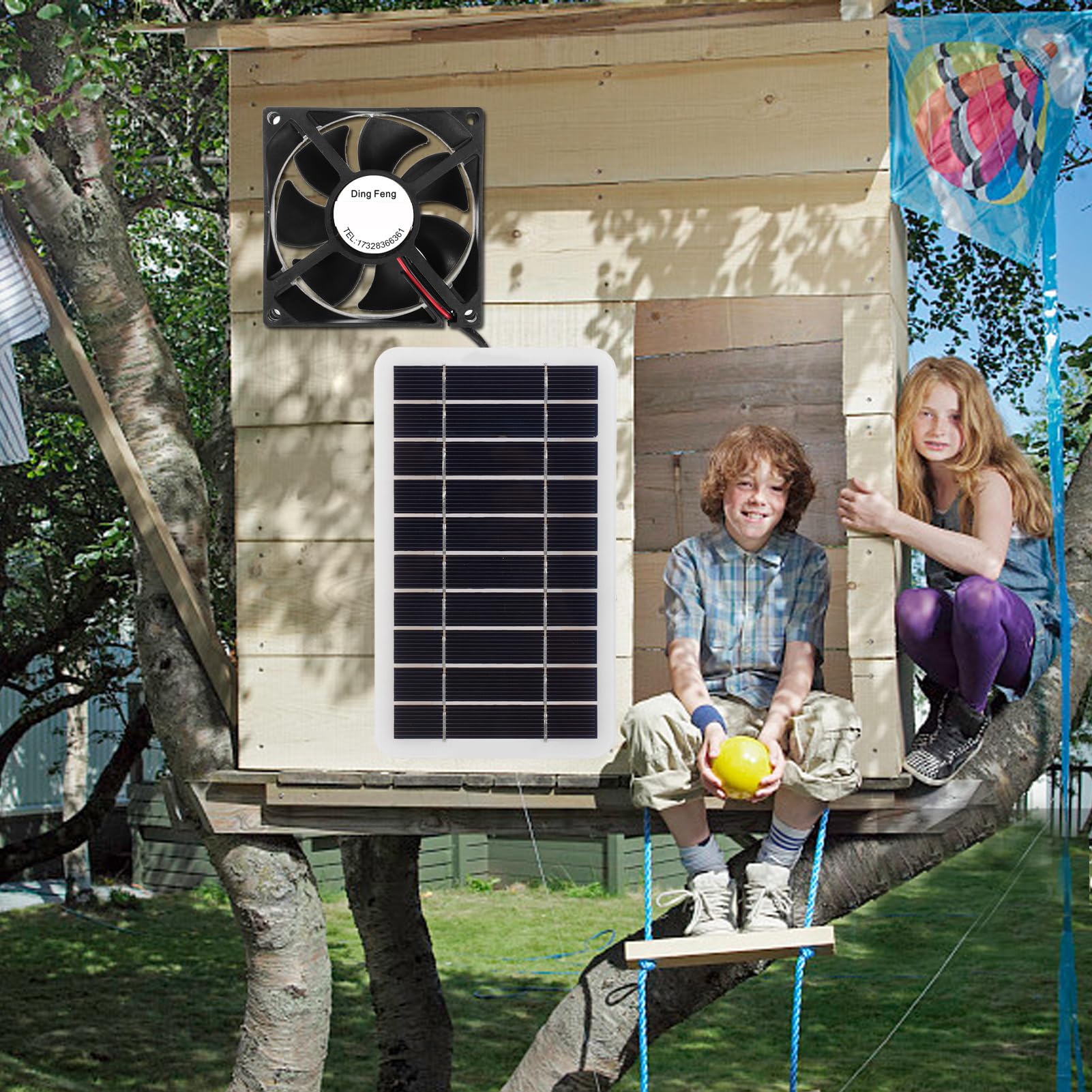 Aspiratore Solare, Potente Pannello Solare da 50 W ＆ Ventola Ad Alta velocità del Vento, Circolazione e Raffreddamento Dell'aria Efficaci, Adatto per la Ventilazione della Serra