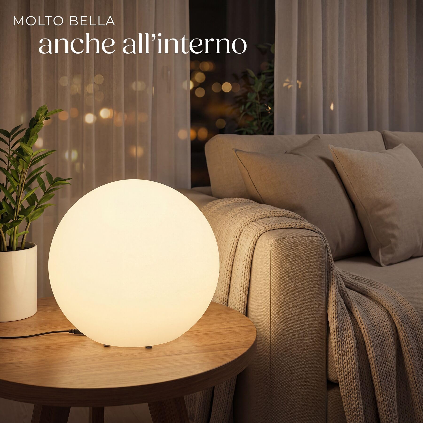 tectake® Lampada da terra Sfera LED, luce RGB da esterno e interno, telecomando, 16 colori, 1200 lumen, IP44 water proof, polietilene, luci giardino arredo esterno, piedini - M - Ø 40 x 40 cm
