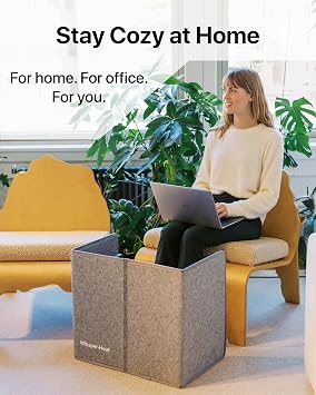 WHISPERHEAT Under Desk Warmer - Silent and Energy Efficient - Personal Under Desk Heater for Legs and Feet - for Office and Home - with Thermostat and Timer