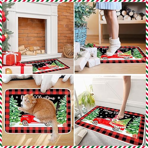 Miniatura 6 de Felpudo decorativo de bienvenida de Feliz Navidad, tapete de gnomo antideslizante para exterioresinteriores, tapete de bajo perfil navideño para