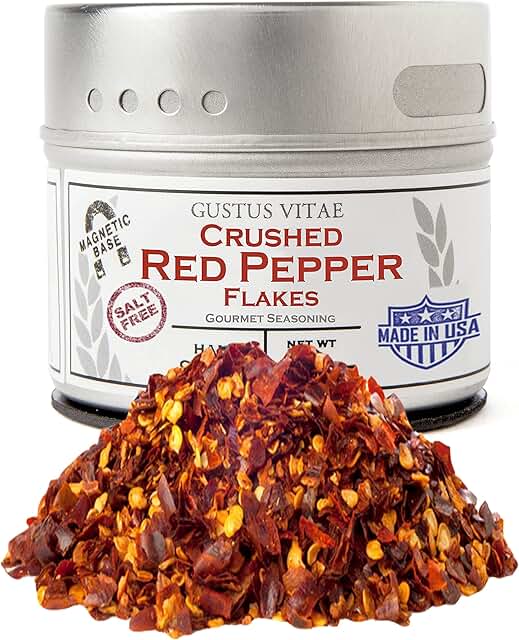 Crushed Red Pepper Flakes - Non GMO Verified - Magnetic Tin - Small Batch - Artisanal Seasoning - Gourmet Spice - 1.2 Ounce