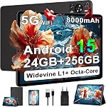 Tablette 11 po, tablettes Android 15 2026 avec octa-core, 24 Go + 256 Go, caméra 13 + 5 MP, tablettes électroniques avec Widevine L1, batterie 8000 mAh, Wi-Fi 5G, GPS, affichage HD IPS, extensible à 1 To, BT 5.0 - Noir métal