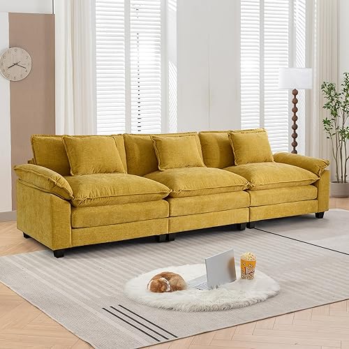 Miniatura 58 de URRED Cloud Couch - Sofá modular modular de 87 pulgadas, moderno sofá de asiento profundo en forma de L con otomana y almohadas, sofás de felpilla