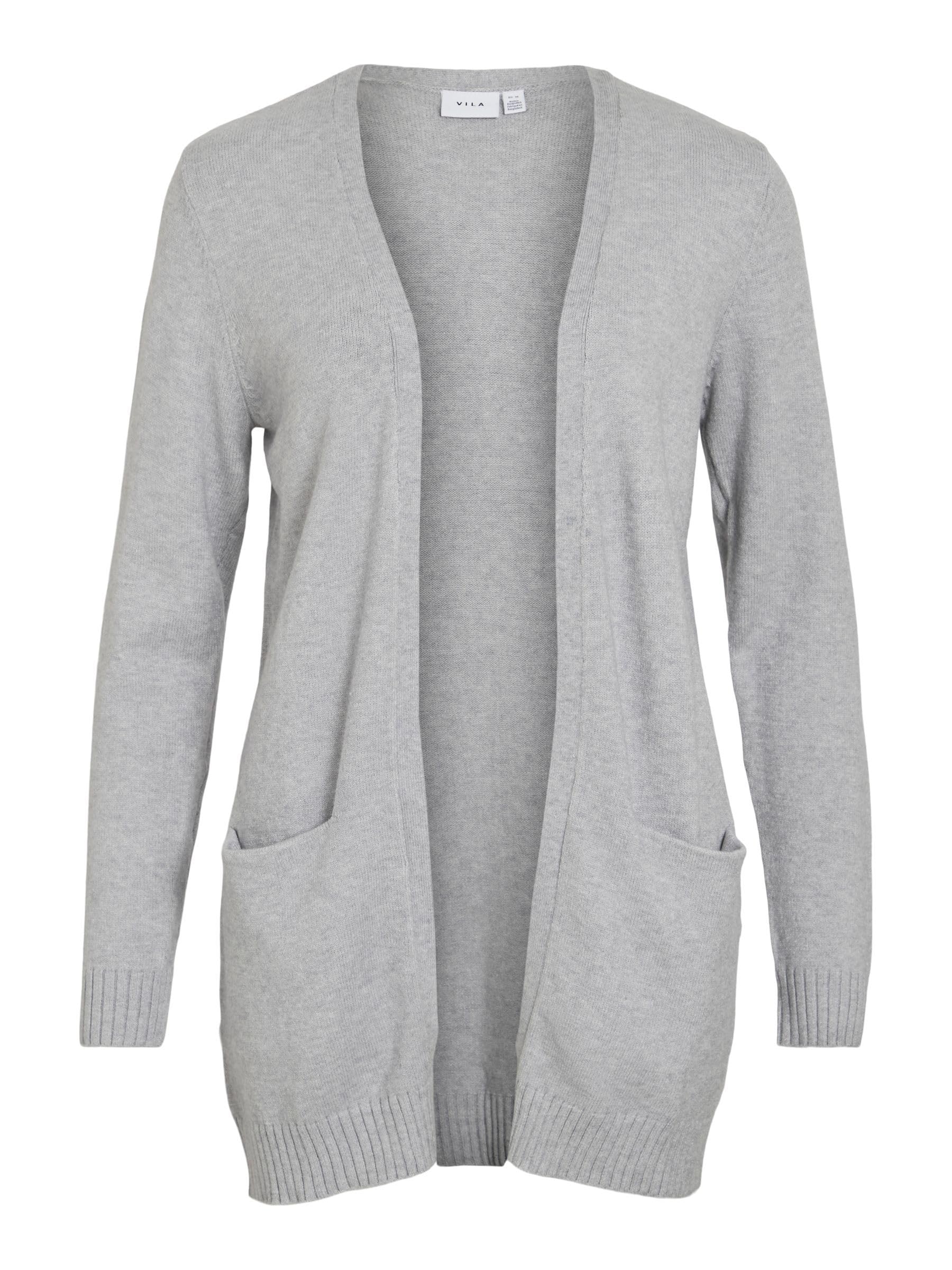 Vila Viril L/S Women's Open Knit Cardigan Noos - Grey - Small