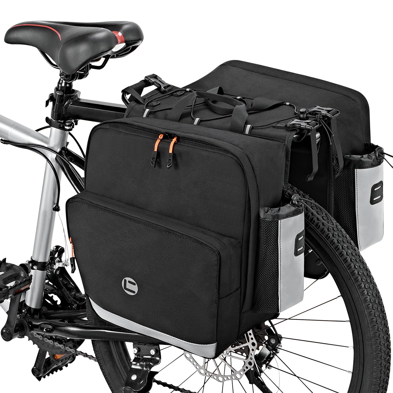 WOTOW Fahrrad-Satteltasche - 36L Wasserfeste Fahrrad-Heckgepäcktasche mit Reflektierenden Streifen und Griffen, Elektrische Fahrradsatteltaschen für Radfahren, Reisen und Pendeln