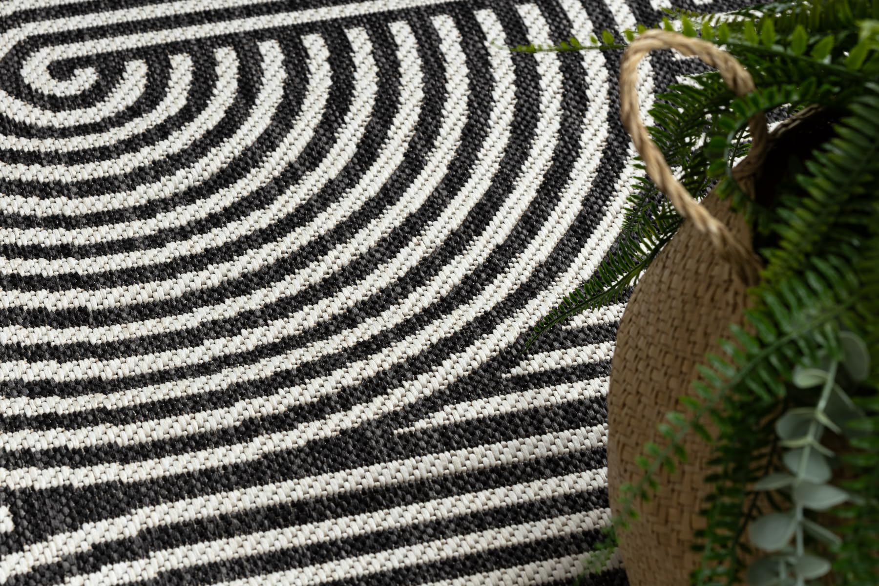 rugsx ORGANIC 1835 Tappeto sisal ecru/nero indoor & outdoor 200x290 cm