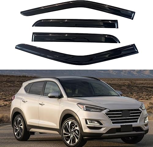 Miniatura 33 de IG - Visera para ventana de automóvil, protector contra la lluvia, el sol y el viento, con cinta adhesiva, deflector extraduradero para ventana