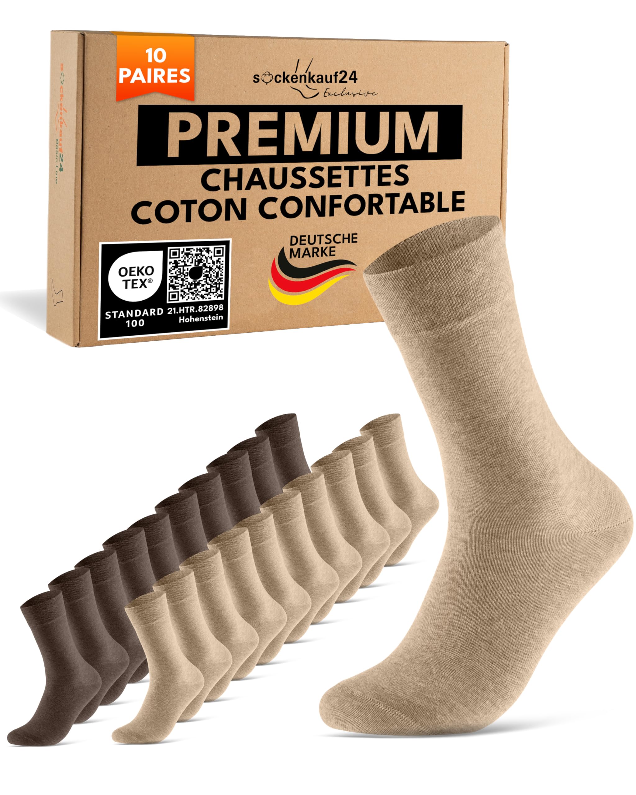 10 Paires Chaussettes Homme Femme Coton Confortable Respirantes