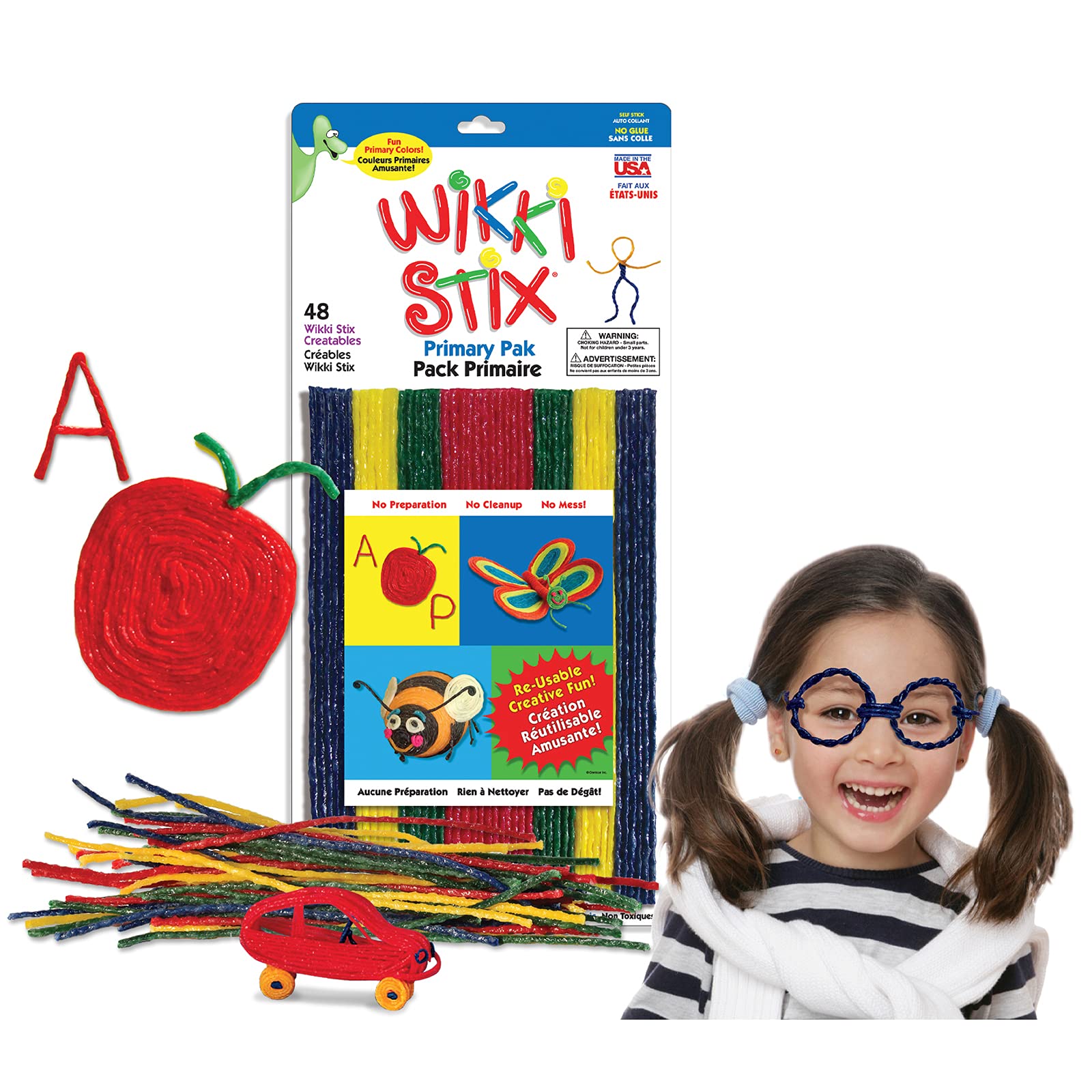 Wikki Stix Assorted Fun Favors, Pack of 48 Wikki Stix Primary Colors.Arts and Crafts, Non Toxic, Waxed Yarn.Made in The USA..Manipulative Toys Used in The Classroom, at Home and While Traveling.