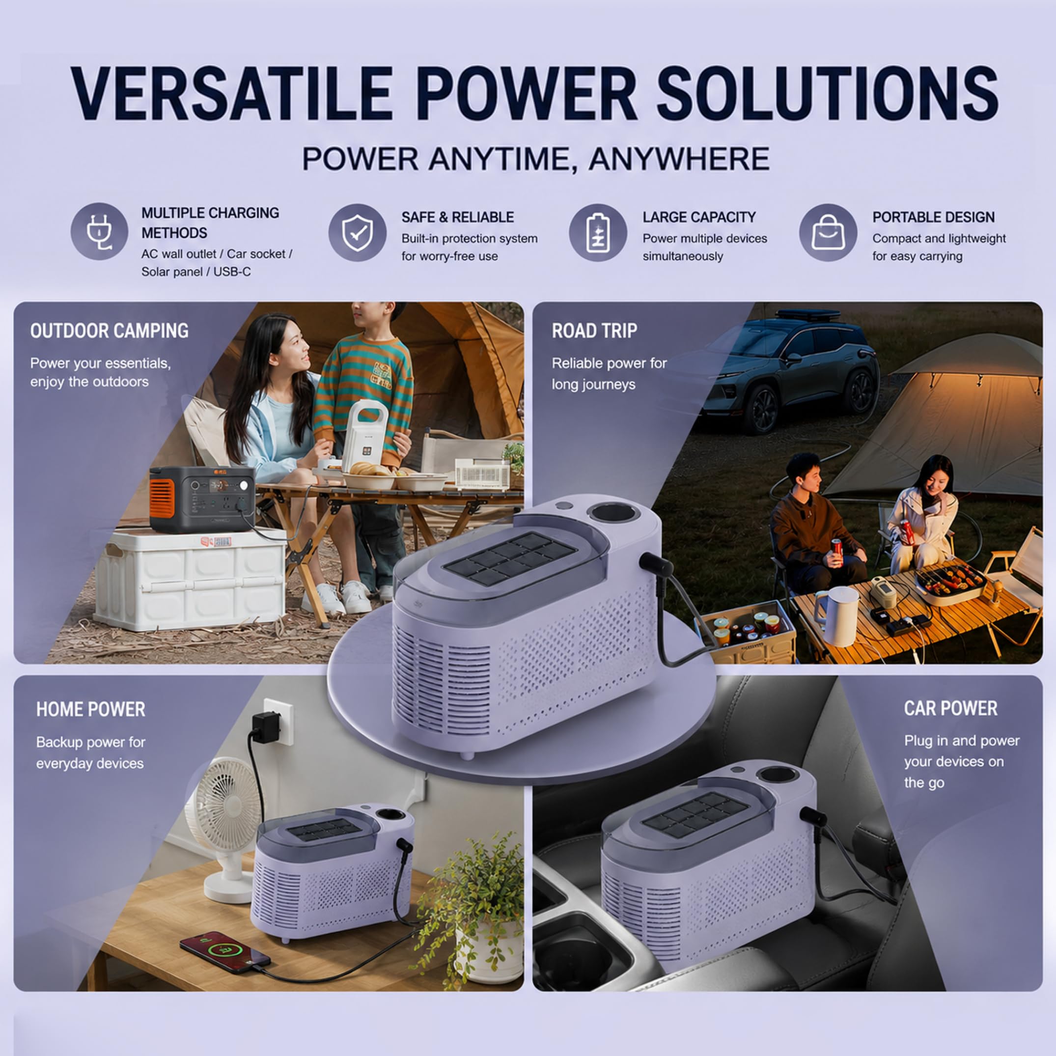 Macchina per cubetti di ghiaccio, Macchina per ghiaccio portatile a 8 griglie Produzione rapida di 10-15 minuti Piccola per casa, campeggio, auto e altro, Viola