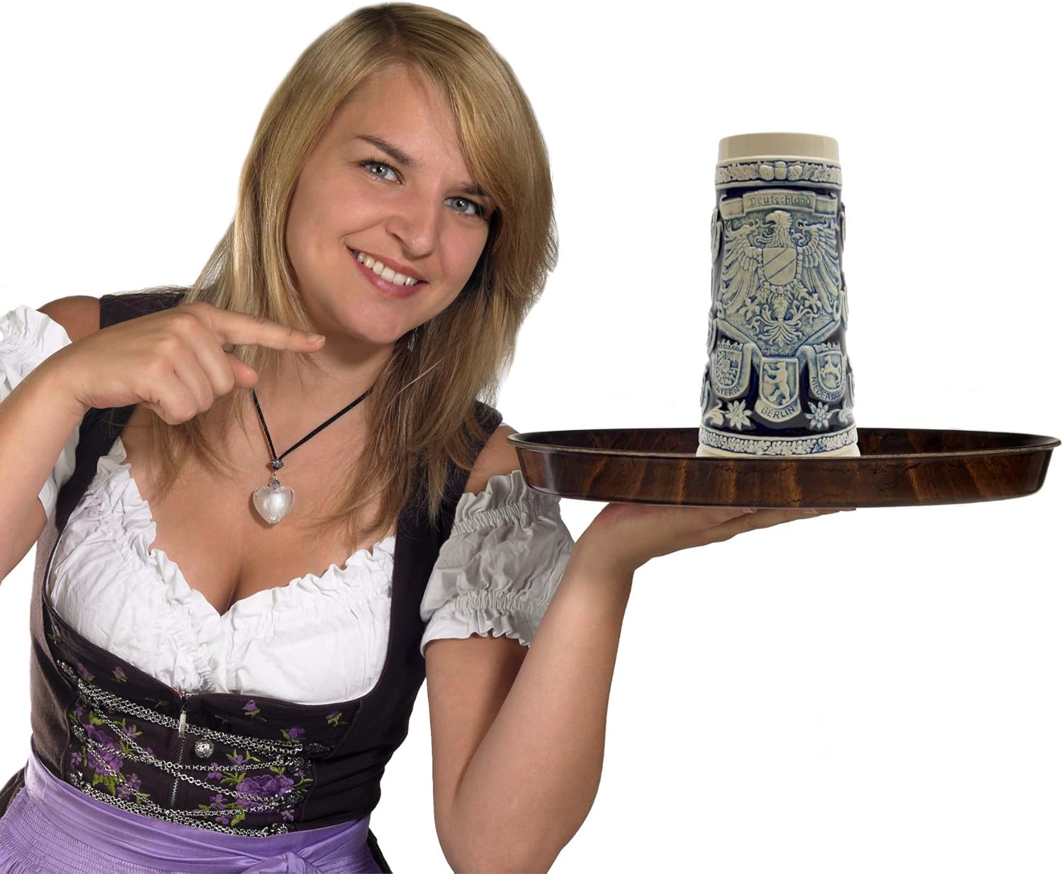1.1 Liter | OktoberfestHaus Tankard Ceramic Beer Stein Cobalt Blue Collectible Bier Krug German Adler (Eagle) Medieval Coat Of Arms Jarras de Cerveza and Jarra Stein