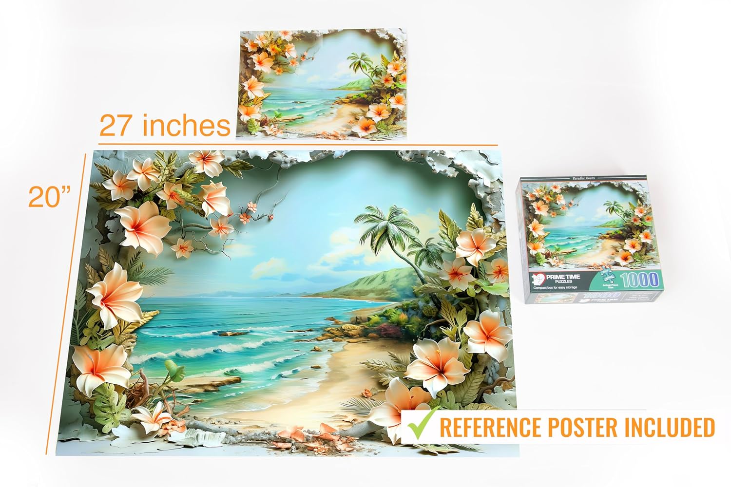 1000 Piece Jigsaw Puzzle for Adults - Tropical Flowers and Hawaii Beaches - Challenging Puzzle Perfect for Game Nights - 1000 Piece Puzzle for Adults. 20x27 inches