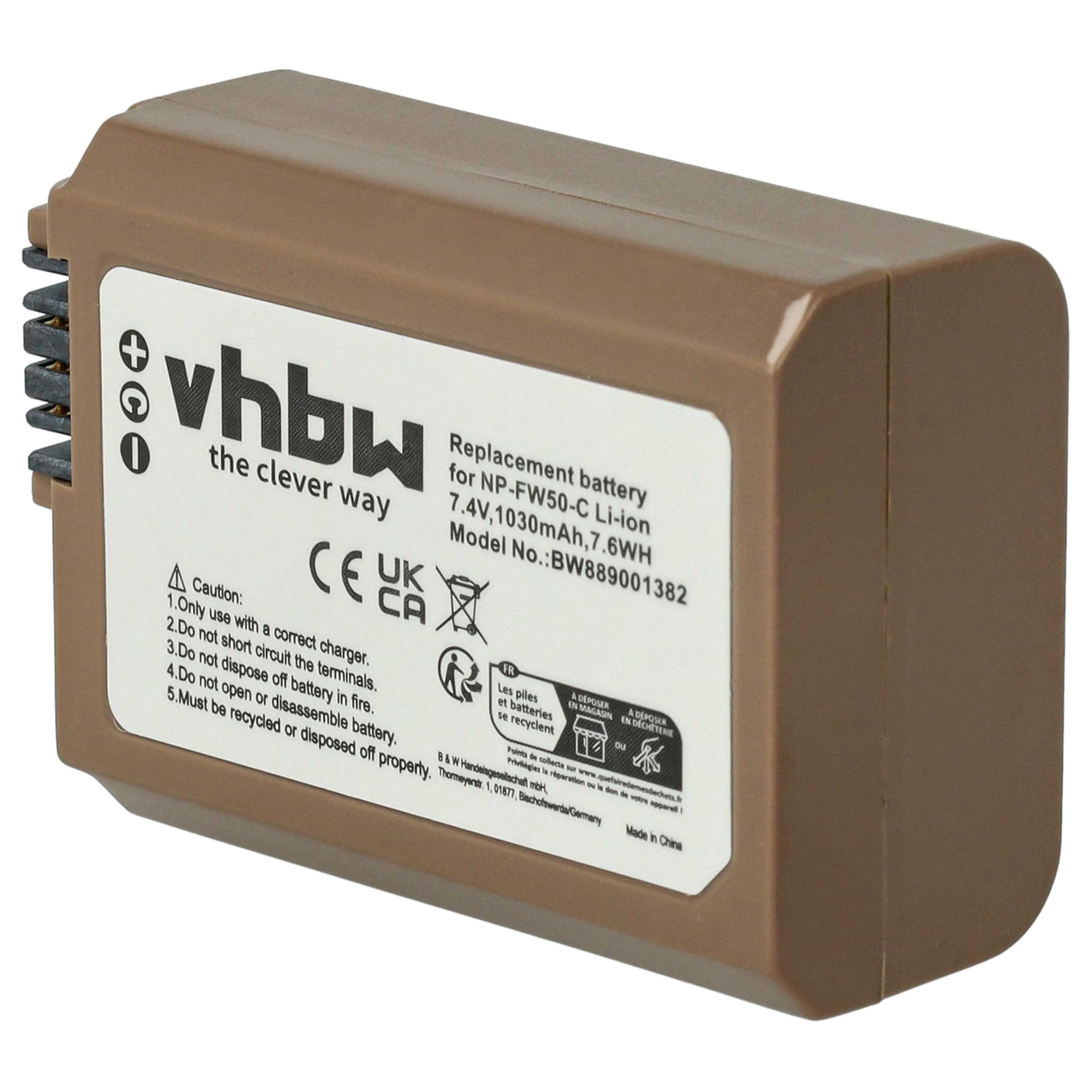 vhbw 3 x bateria kompatybilna z Sony RX1R III Camera (1030 mAh, 7,4 V, Li-Ion), infochip, gniazdo USB-C