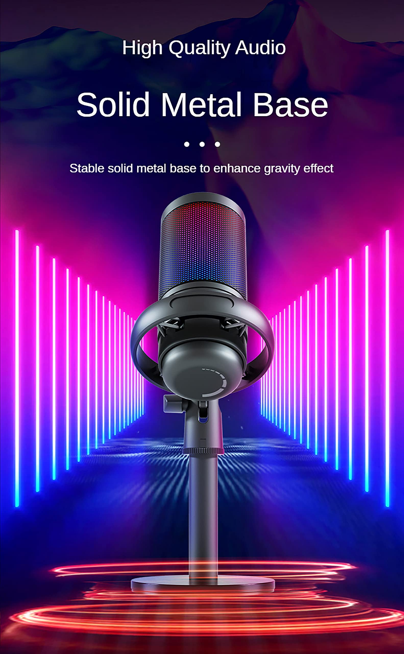 Microfono a Condensatore USB, Microfono a Disco Per Giochi E-sport RGB, Adatto Per La Registrazione Di Doppiaggio, Registrazione Di Trucchi Di Bellezza, Giochi Di E-sport