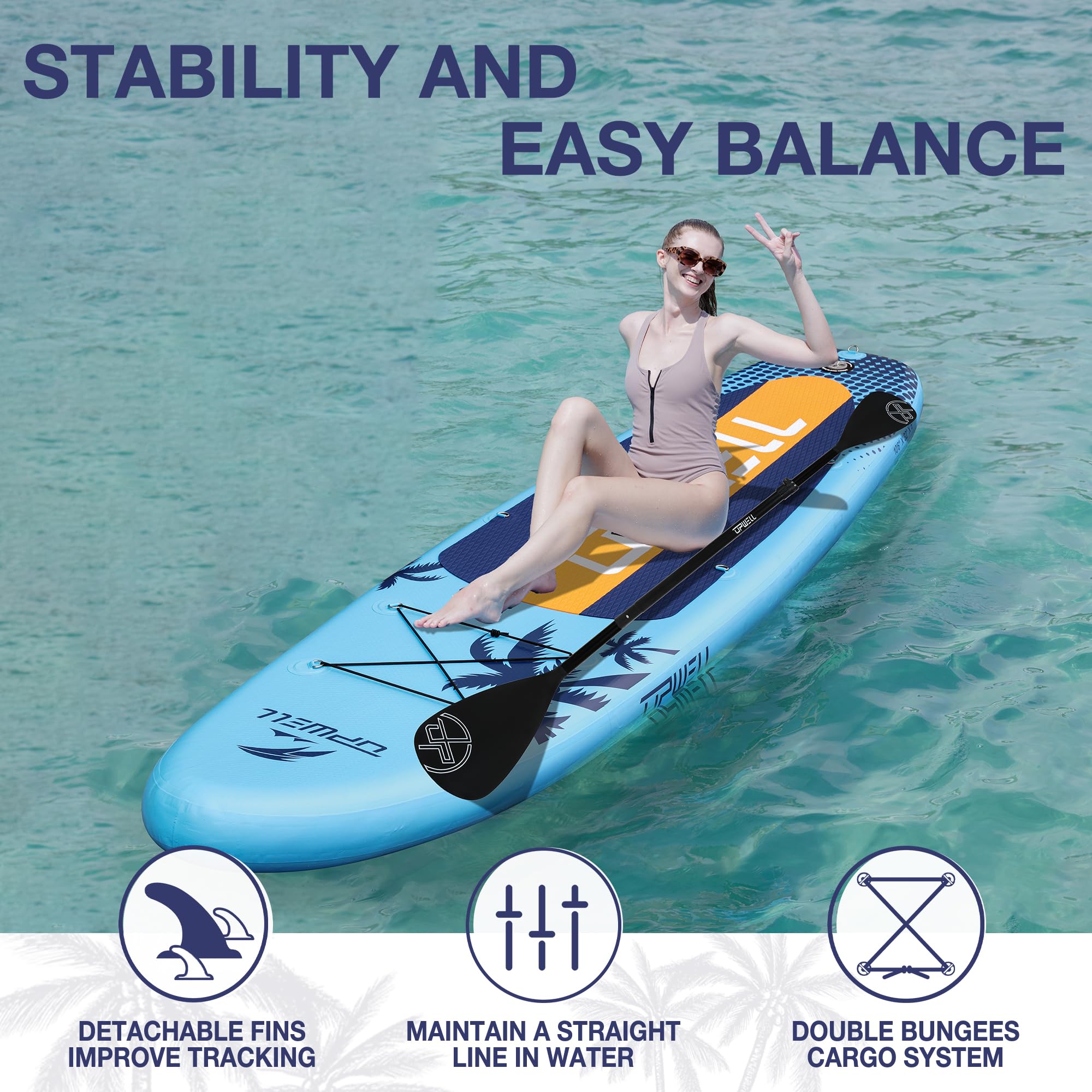UPWELL Stand Up Paddle Board Sup Gonfiabile con sup Accessori Incluso Sedile per Kayak, Zaino, Pagaia, Guinzaglio, Pompa a mano, Pinne