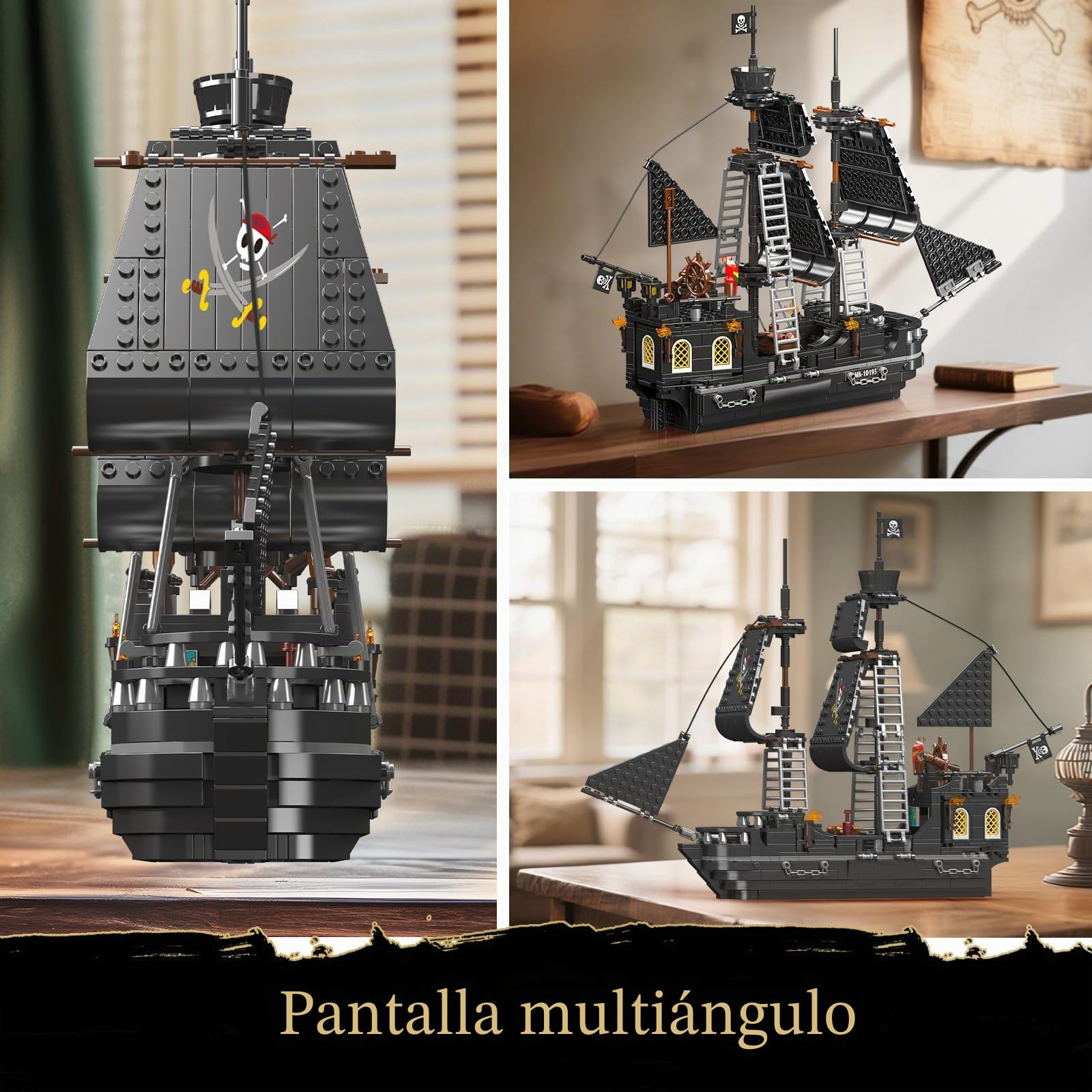 Mould King 10195 Black Pearl Velero Barco Pirata Bloques de Construcción, 932 + piezas con diseño detallado, regalo para niños y niñas a partir de 10 años